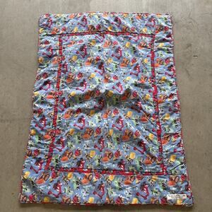Baby Quilt Boy Construction Truck‎ Handmade Crib Blanket Blue Red 37” X 28”